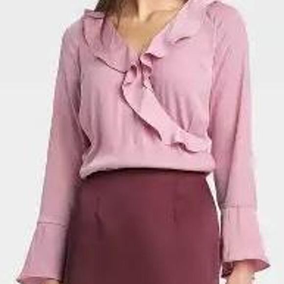 a new day Tops - A New Day Size XS Pink Ruffle Blouse